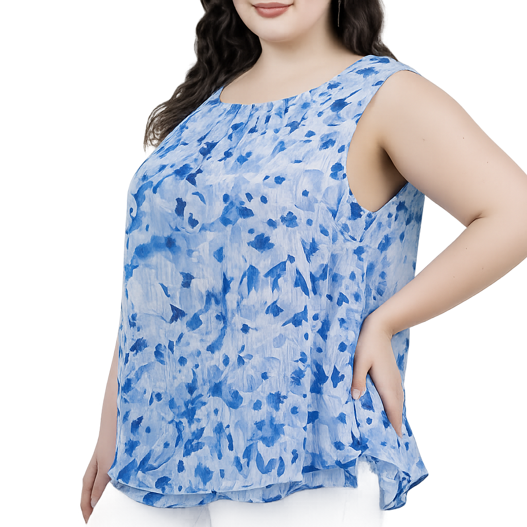 Cristina B Women's Sleeveless Blouse - Orange & Blue