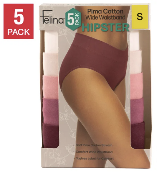 Felina Women's Hipster, 5-pack, Red