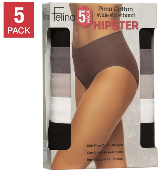 Felina Women's Hipster, 5-pack Black