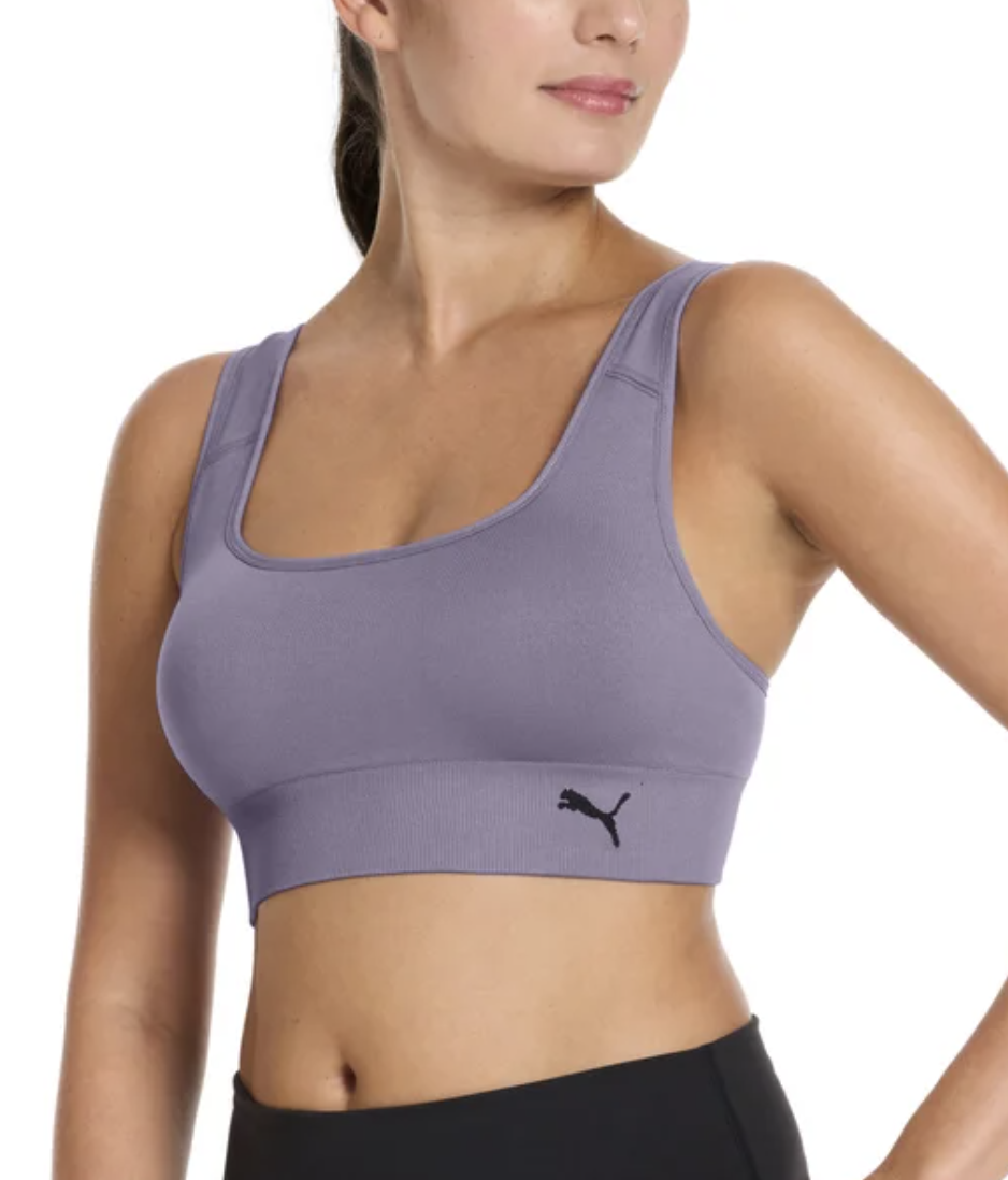 PUMA Women's Seamless Sports Bra, 2-pack WHITE