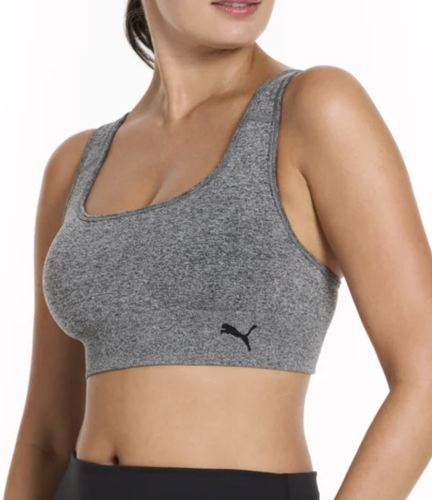PUMA Women's Seamless Sports Bra, 2-pack BLACK