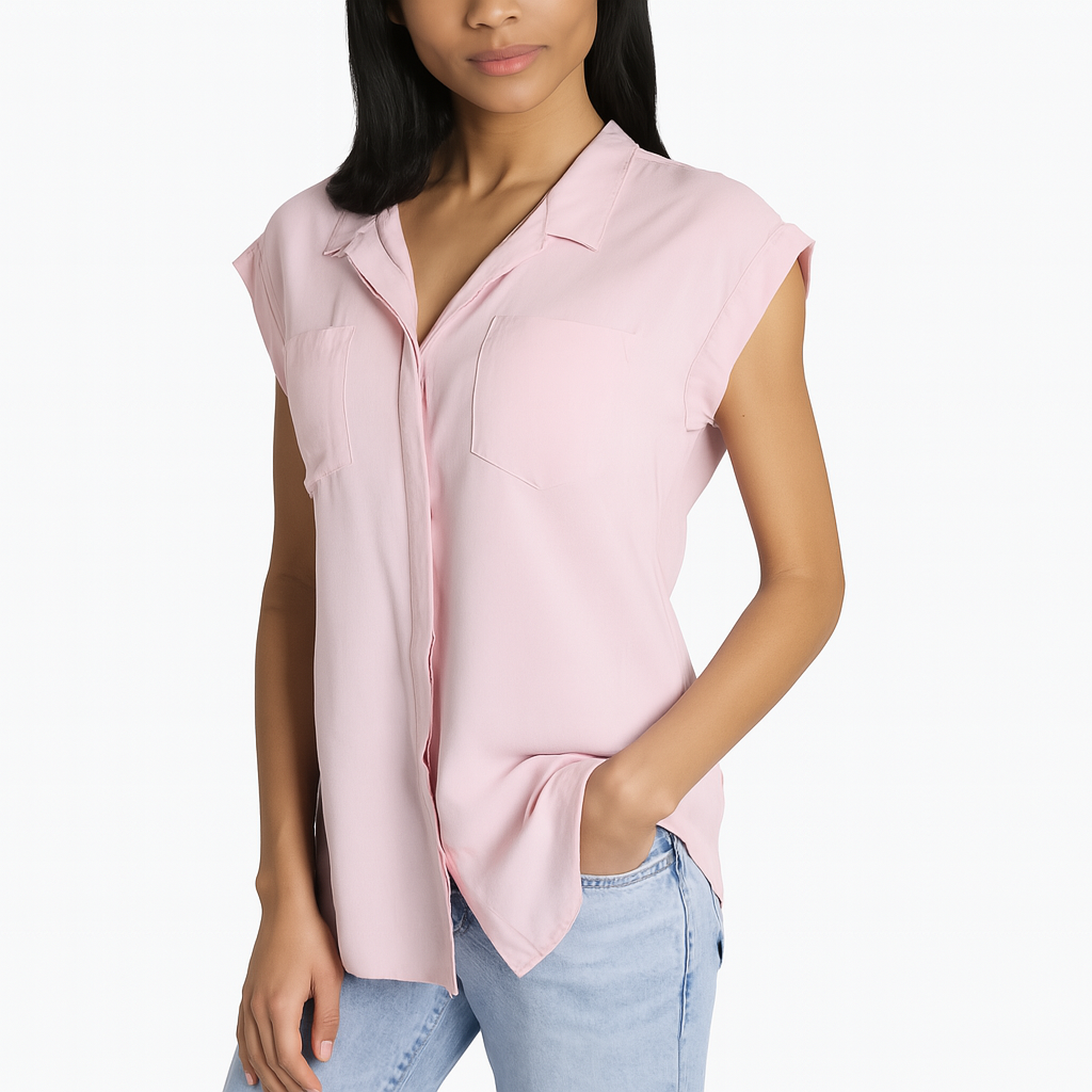 Jachs Girlfriend Women's Button Front Blouse - Pink