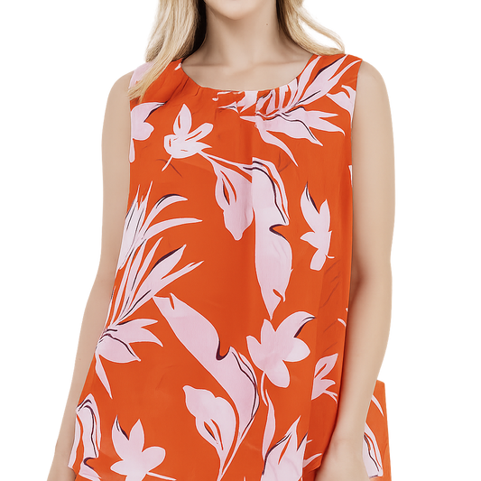 Cristina B Women's Sleeveless Blouse - Orange & Blue