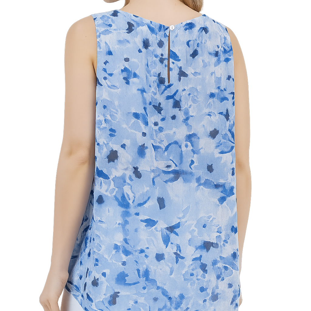 Cristina B Women's Sleeveless Blouse - Orange & Blue